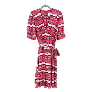 NWOT CEFINN Red Missoni Stripe Midi Empire Waist Wrap Dress US 10